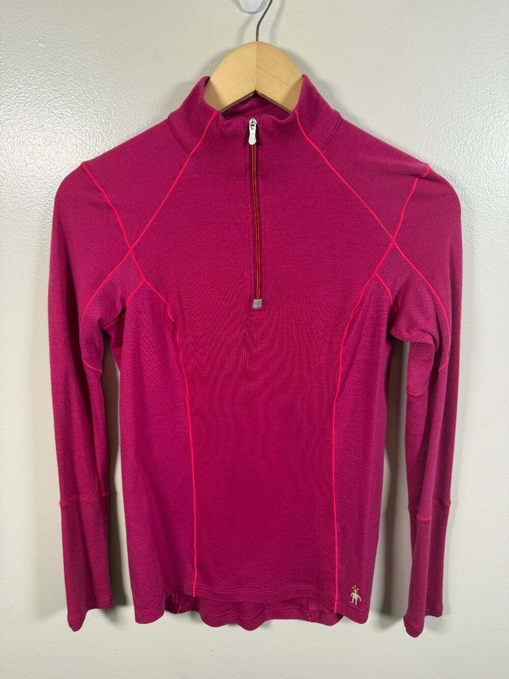 Smartwool PHD Quarter Zip Womens Size Small Pink Merino Wool Base Layer Hiking